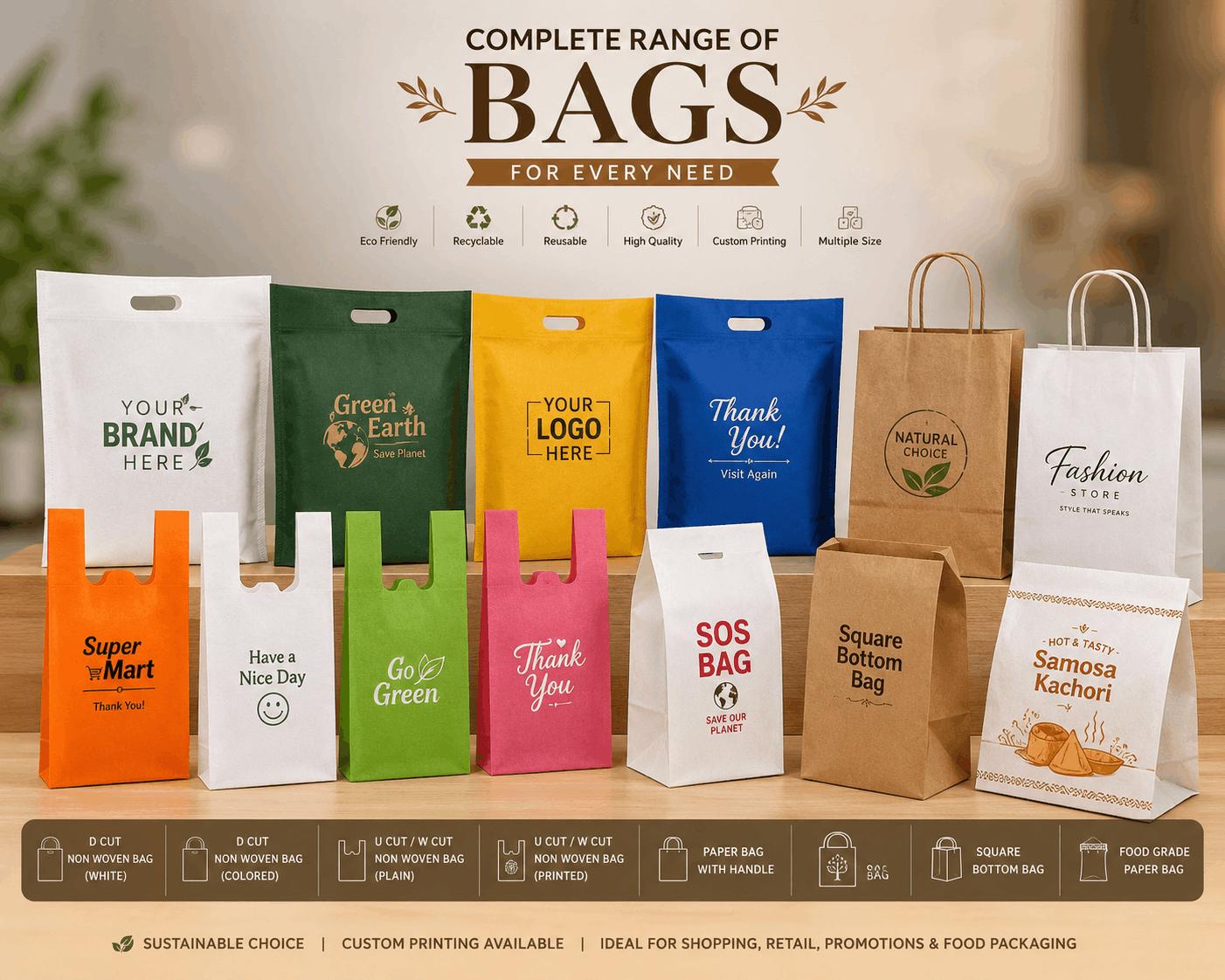 Non-woven, paper and BOPP laminated bags manufactured by Aditya Enterprises